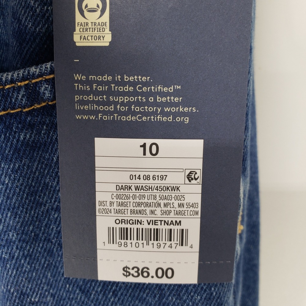 Universal Thread Cuffed Mid Rise 90s Baggy Jeans Womens Sz 10 Dark Wash Blue NEW - Picture 10 of 13